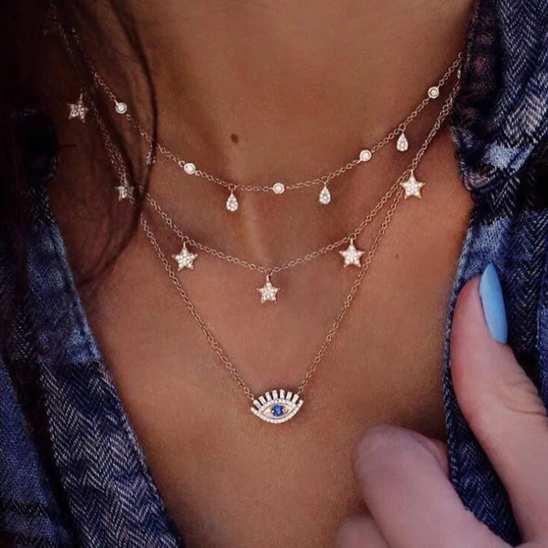 Vintage Multilayer Gold Necklaces for Women Kolye Fashion Moon Star Crystal Chain Necklaces & Pendants Boho Choker Jewelry
Vintage Multilayer Gold Necklaces for Women Kolye Fashion Moon Star Crystal Chain Necklaces & Pendants Boho Choker Jewelry