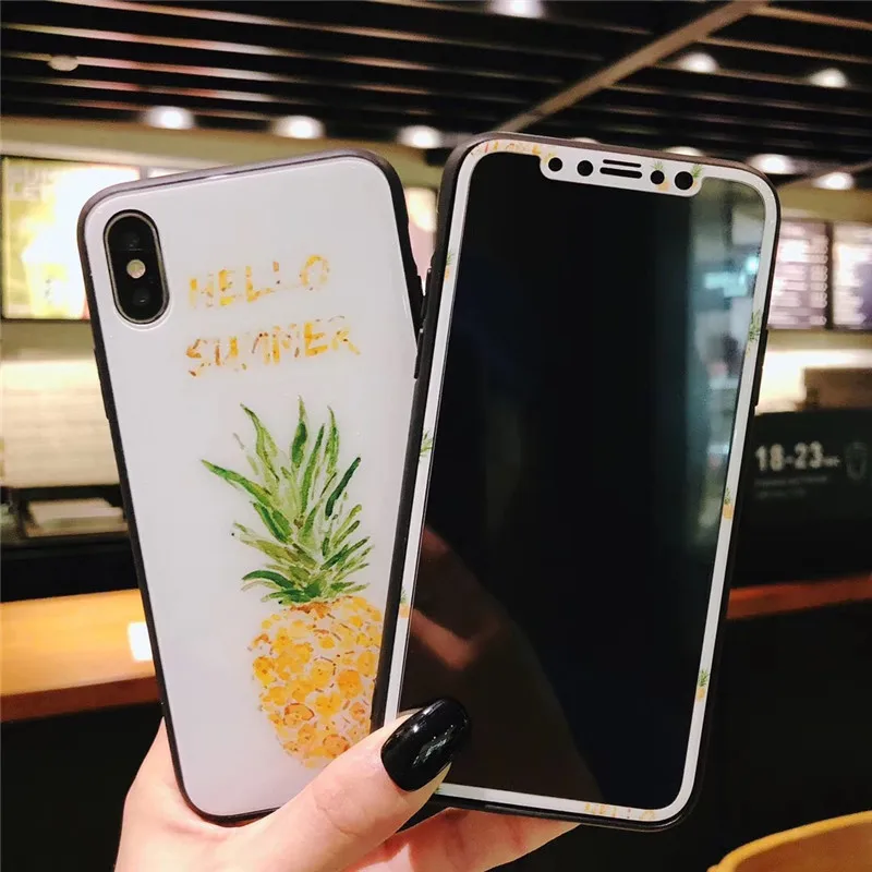 Hot pineapple Cherry soft silicone Cute fruit cover For iPhone X Tempered glass case For iphone 6 6S 7 8 plus Tempered film gift
Hot pineapple Cherry soft silicone Cute fruit cover For iPhone X Tempered glass case For iphone 6 6S 7 8 plus Tempered film gift