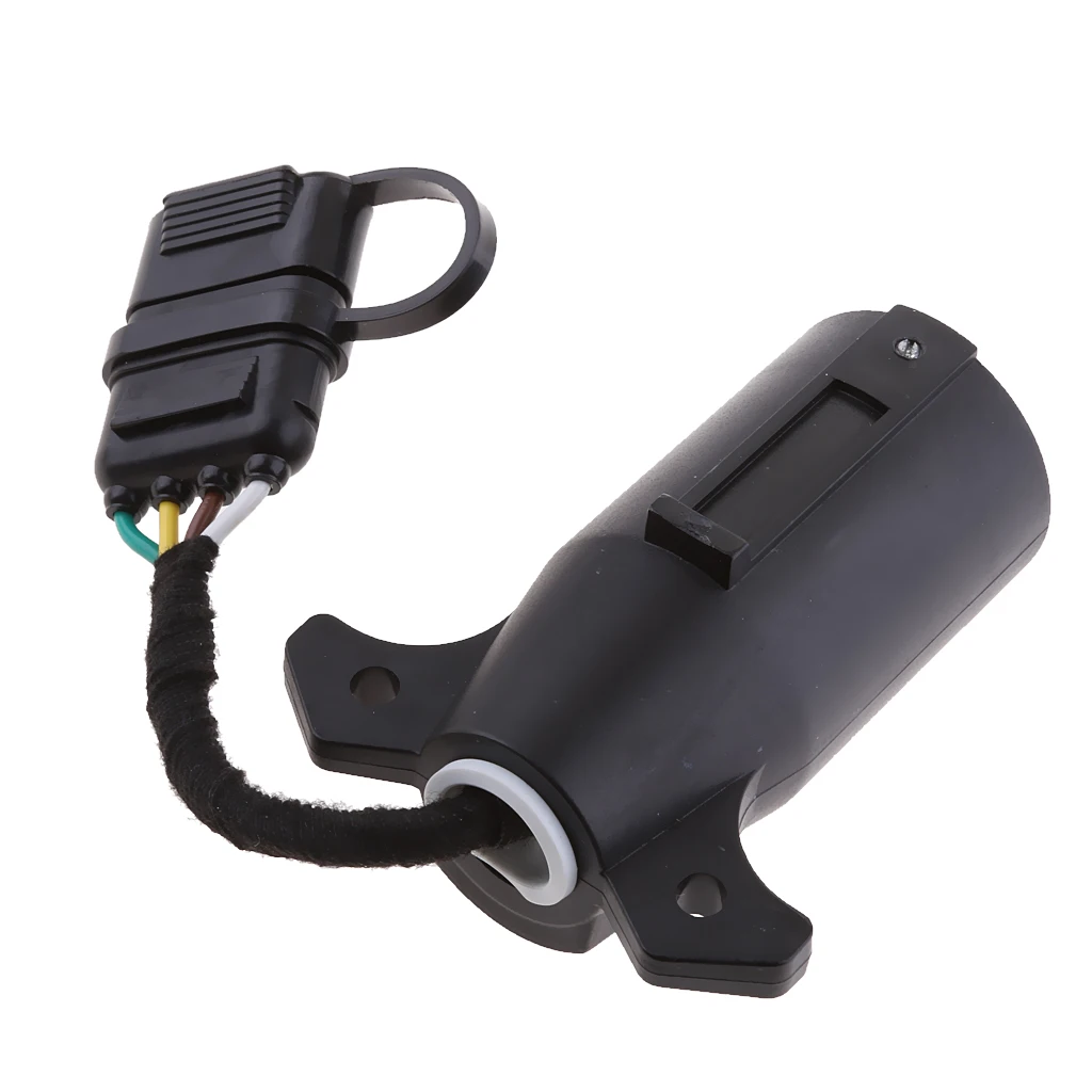 Trailer 7 Way Flat to 4 Way Pin Adapter Connector with Secure Tab Trailer 7 Way Flat to 4 Way Pin Adapter Connector with Secure Tab