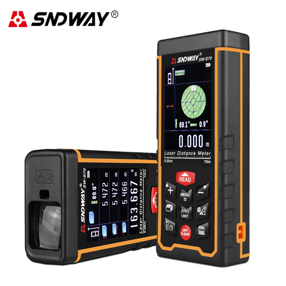 SNDWAY Laser Distance Meter 70m Laser Rangefinder Color display Trena Laser Tape Range Finder Distance Measuring Ruler Tools
SNDWAY Laser Distance Meter 70m Laser Rangefinder Color display Trena Laser Tape Range Finder Distance Measuring Ruler Tools