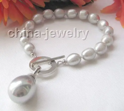 8" 9-10mm gray baroque freshwater pearl bracelet & 20mm shell Noble style Natural Fine jewe Fast (D) SHIPPING
8" 9-10mm gray baroque freshwater pearl bracelet & 20mm shell Noble style Natural Fine jewe Fast (D) SHIPPING