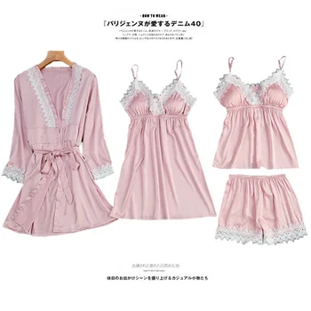 Black Womens 4PC Strap Top Pants Suit Pajamas Sleepwear Sets Spring Home Wear Nightwear Sexy Kimono Robe Bath Gown Bathrobe M-XL
Black Womens 4PC Strap Top Pants Suit Pajamas Sleepwear Sets Spring Home Wear Nightwear Sexy Kimono Robe Bath Gown Bathrobe M-XL