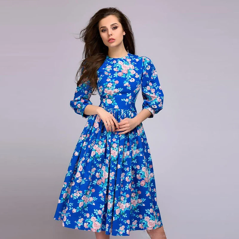Spring autumn Women Floral long dress printing A-line dress casual Lantern deaped slim round neck stitchingdress
Spring autumn Women Floral long dress printing A-line dress casual Lantern deaped slim round neck stitchingdress