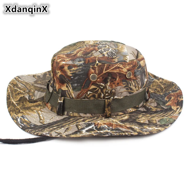 XdanqinX Summer Men's Cap New Style Jungle Camouflage Bucket Hats Camp Fishing Caps Wind Rope Fixed Sun Hat Beach Hat
XdanqinX Summer Men's Cap New Style Jungle Camouflage Bucket Hats Camp Fishing Caps Wind Rope Fixed Sun Hat Beach Hat