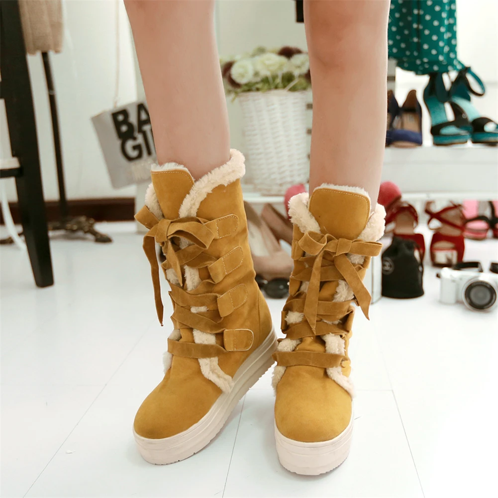 Dilalula Women Winter Warm Fur Shoes Woman Lace Up Thick Platform Black Red Yellow Mid-calf Snow Boots Large Size 34-43
Dilalula Women Winter Warm Fur Shoes Woman Lace Up Thick Platform Black Red Yellow Mid-calf Snow Boots Large Size 34-43