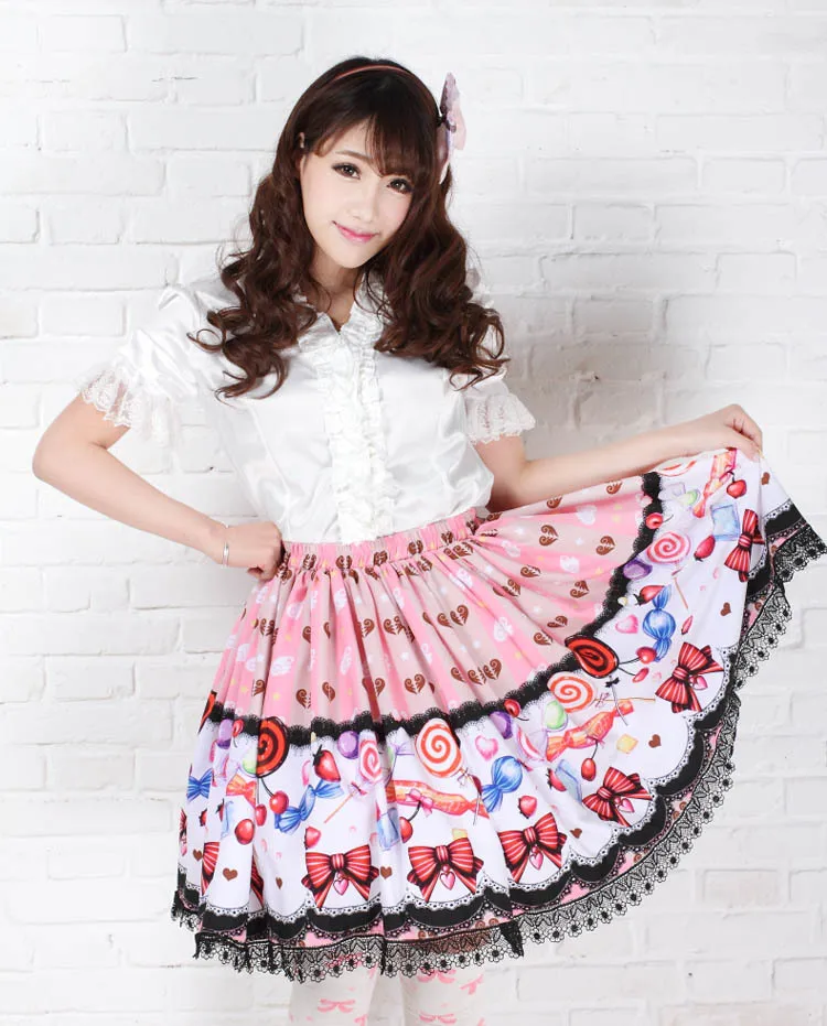 Lolita princess sweet women cute japan kawaii pink lollipop printed pleated skirts ladies party skrits girls bow ties fashion sk
Lolita princess sweet women cute japan kawaii pink lollipop printed pleated skirts ladies party skrits girls bow ties fashion sk