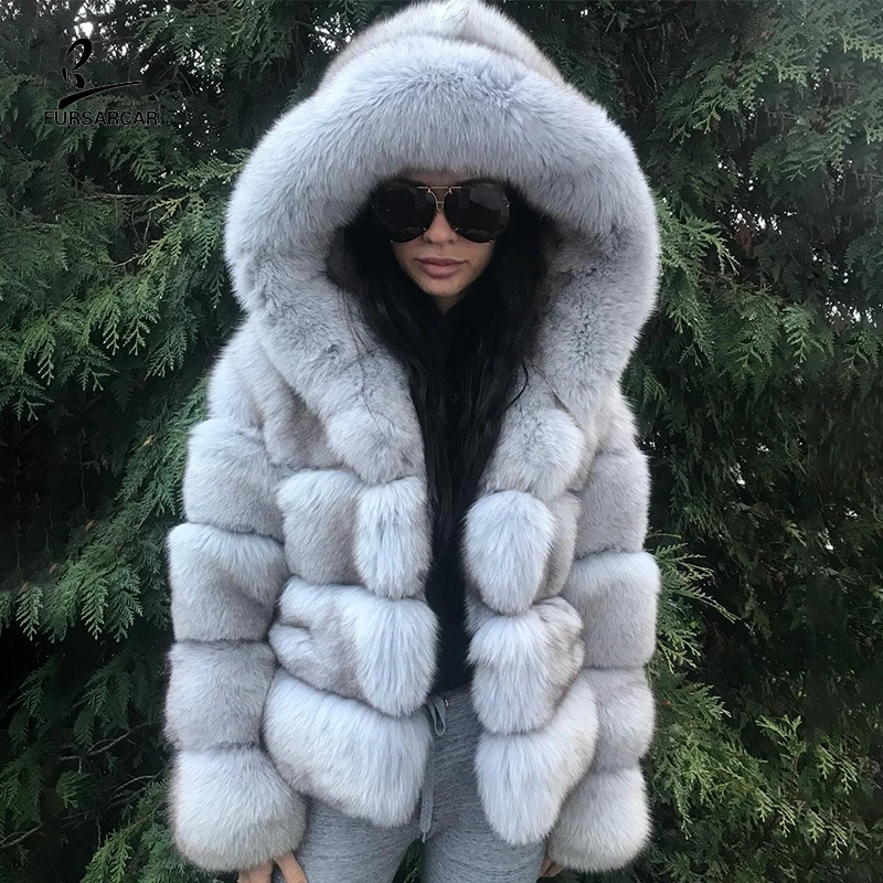 FURSARCAR Light Gray Real Women Natural Blue Fox Fur Hooded Jacket 2019 New Female Thicken Warm Genuine Fur Winter Outwear Coats
FURSARCAR Light Gray Real Women Natural Blue Fox Fur Hooded Jacket 2019 New Female Thicken Warm Genuine Fur Winter Outwear Coats