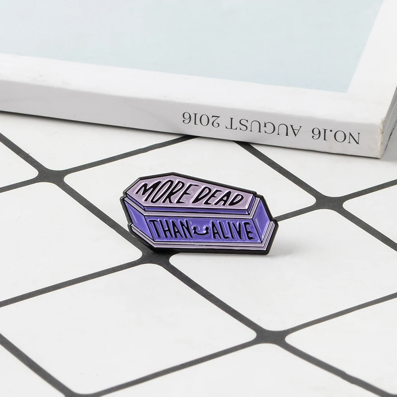 Coffin Pin More Dead Than Alive Purple Coffin Enamel Pin Brooch Gothic Badge for Women Men Shirt Lapel Pin Halloween Jewelry
Coffin Pin More Dead Than Alive Purple Coffin Enamel Pin Brooch Gothic Badge for Women Men Shirt Lapel Pin Halloween Jewelry