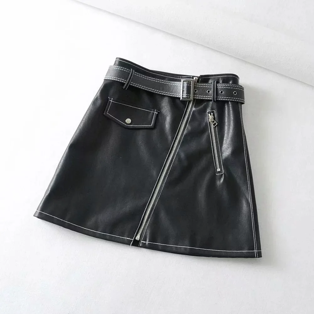 2019 Spring New Arrival European & American Style Slim Waistband Leather Skirt Front Slant Zipper Fly Black Skirt Free Shipping
2019 Spring New Arrival European & American Style Slim Waistband Leather Skirt Front Slant Zipper Fly Black Skirt Free Shipping