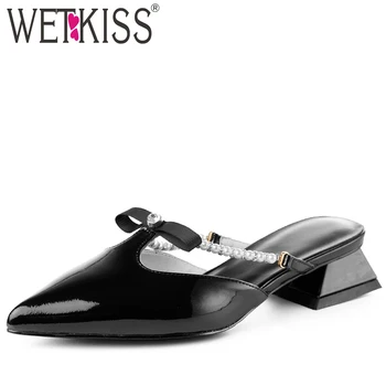 WETKISS Kid Suede Slippers Women Pointed Toe Footwear Fashion Pearl Slides Shoes Thick Heels Mules Shoes Woman Summer 2019
WETKISS Kid Suede Slippers Women Pointed Toe Footwear Fashion Pearl Slides Shoes Thick Heels Mules Shoes Woman Summer 2019