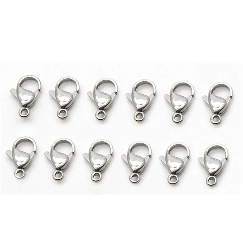 

50Pcs/Lot 304 Stainless Steel Lobster Clasps Claw Clasps For Bracelet Necklace Chain Diy Jewelry Making Findings 11mm 12mm 13mm