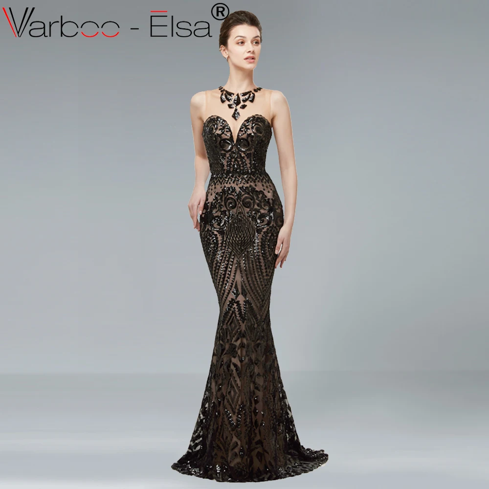 VARBOO_ELSA robe de soiree longue 2018 Black Sequined Mermaid Prom Dress Sexy See-Through Collar Evening Dress Formal Party Gown
VARBOO_ELSA robe de soiree longue 2018 Black Sequined Mermaid Prom Dress Sexy See-Through Collar Evening Dress Formal Party Gown