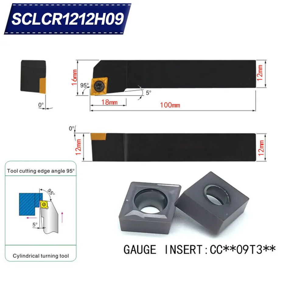 SCLCR1212H09 95 Degrees External Turning Tool Holder For CCMT09T304 CCMT09T308 Used on CNC Lathe Machine
SCLCR1212H09 95 Degrees External Turning Tool Holder For CCMT09T304 CCMT09T308 Used on CNC Lathe Machine