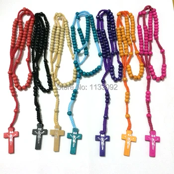 12pcs/lot Wood Bead Rosary Necklace Mix Colors Rosaries Cross Rosery Jesus New Rosario ePacket free shipping
12pcs/lot Wood Bead Rosary Necklace Mix Colors Rosaries Cross Rosery Jesus New Rosario ePacket free shipping