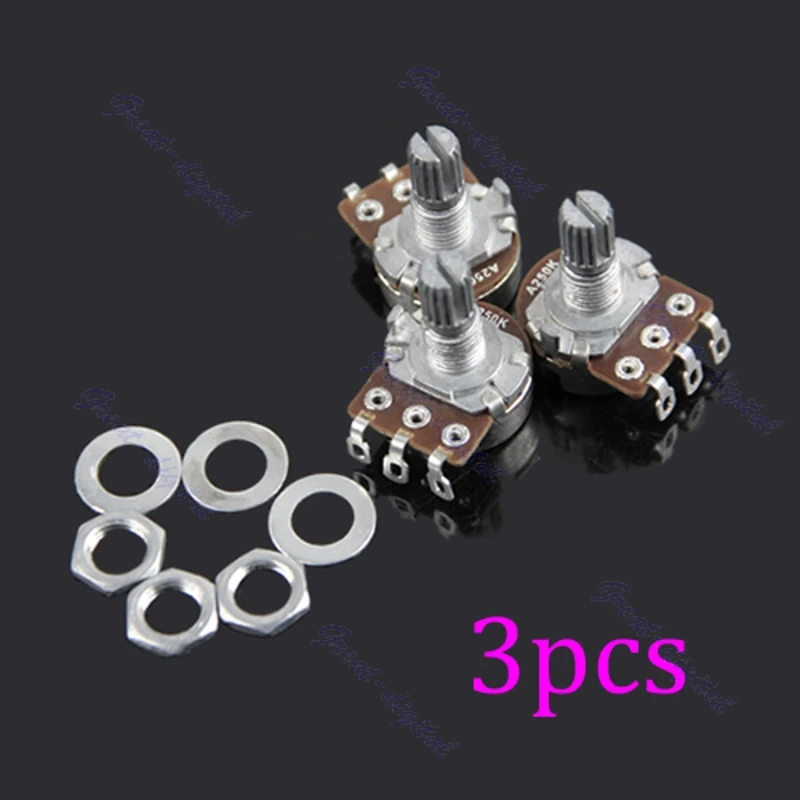 3pcs A250k Potentiometer Splined Pot Electric Guitar Bass Effect Amp Tone Volume 10mm Shaft Parts
3pcs A250k Potentiometer Splined Pot Electric Guitar Bass Effect Amp Tone Volume 10mm Shaft Parts