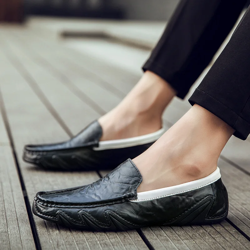 Fashion Leisure Men Loafers Solid Flat Driving Shoes Spring Autumm Concise Slip on Shoes
