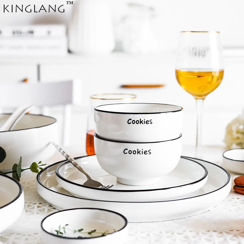 European French Letter Black Line Ceramic Tableware Dish Plate Nordic Simple Black Line Cooking Kitchen Plates
European French Letter Black Line Ceramic Tableware Dish Plate Nordic Simple Black Line Cooking Kitchen Plates
