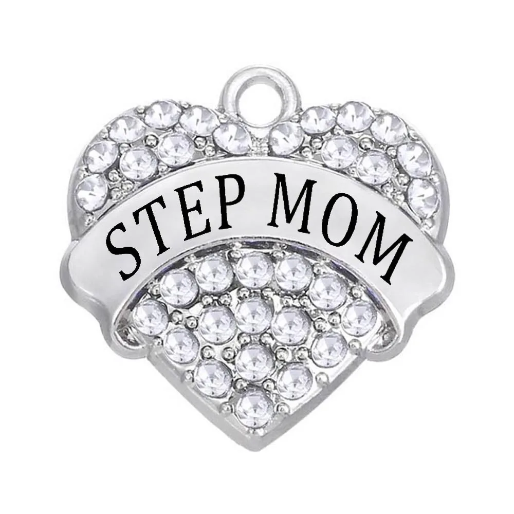 Transparent Rhinestone Crystal Heart Pendant STEP MOM Label Charm for Family Members Gift Jewelry Accessories
Transparent Rhinestone Crystal Heart Pendant STEP MOM Label Charm for Family Members Gift Jewelry Accessories