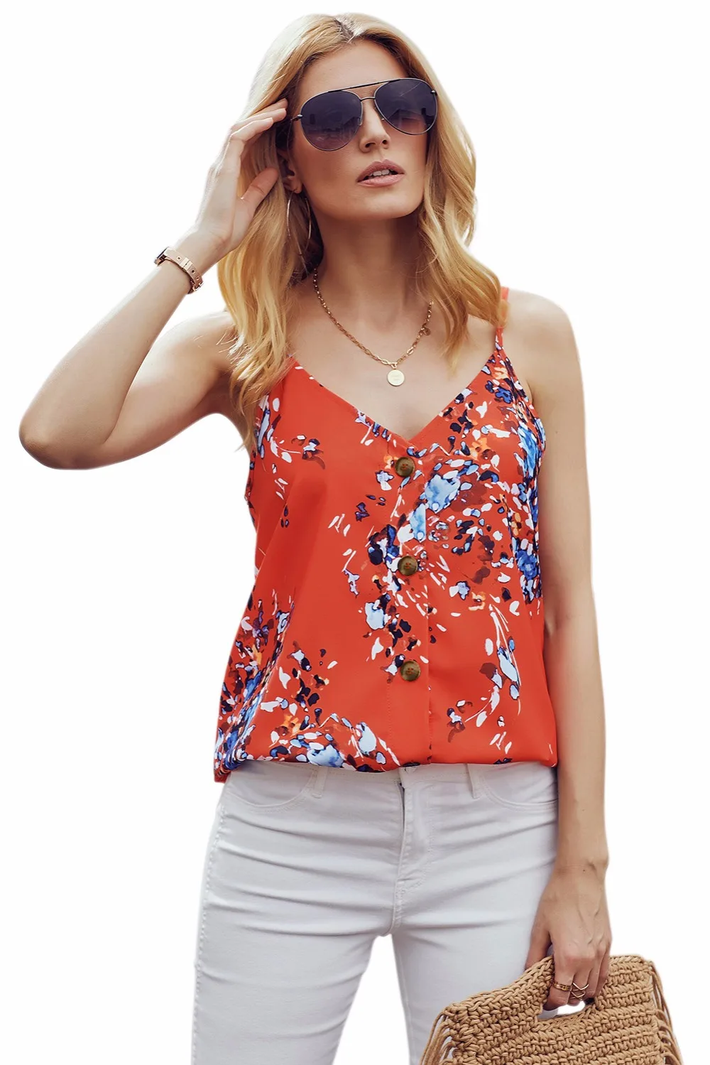 Orange-Floral-Print-Button-Down-Tank-Top-LC251993-14-3