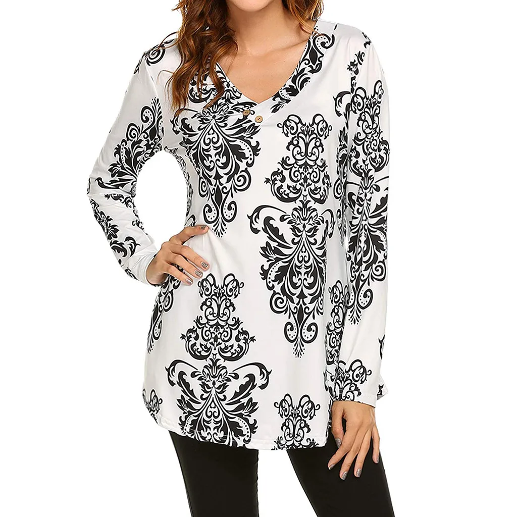 Womens Long Sleeve Print V Neck Button Shirt Casual Tunic Blouses Tops sweatshirt poleron mujer moletom hoodie sudadera mujer
Womens Long Sleeve Print V Neck Button Shirt Casual Tunic Blouses Tops sweatshirt poleron mujer moletom hoodie sudadera mujer
