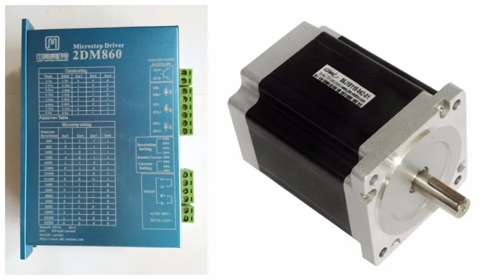 NEMA34 8.5Nm 1200ozin Hybrid stepper motor driver kit 2phase 30-80VDC for CNC engraving cutting 86J18118-460K+2DM860
NEMA34 8.5Nm 1200ozin Hybrid stepper motor driver kit 2phase 30-80VDC for CNC engraving cutting 86J18118-460K+2DM860