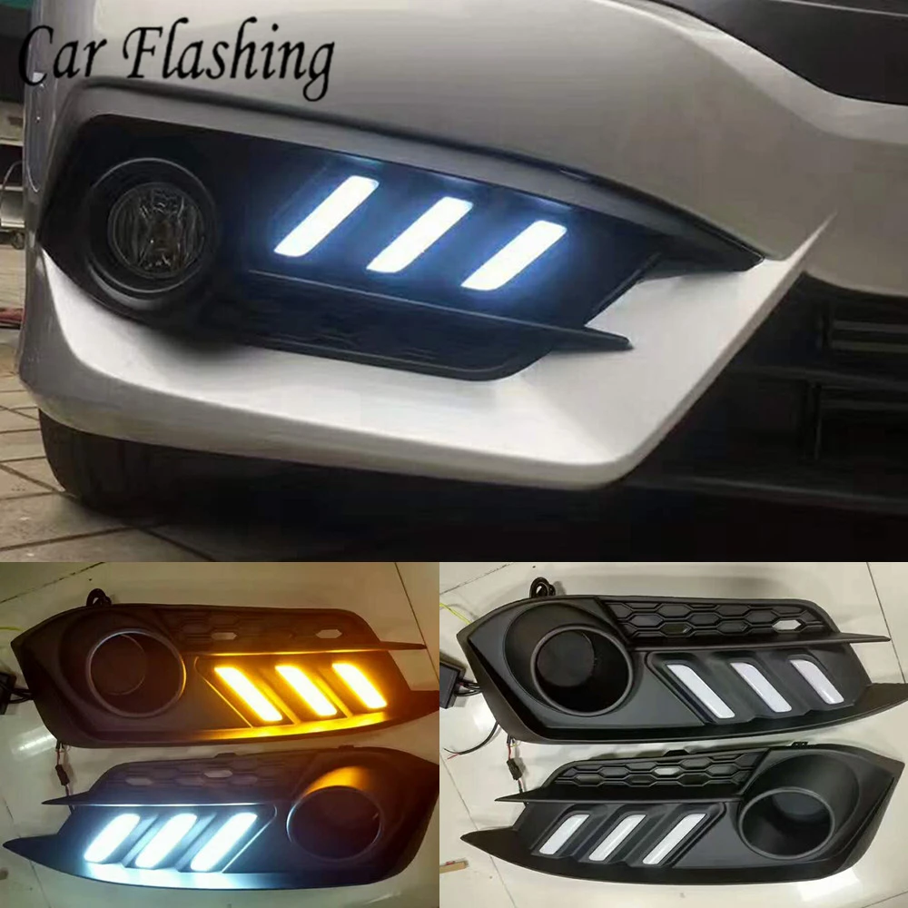 Car Flashing 2PCS LED Daytime Running Light DRL for Honda Civic 10th 2016 2017 2018 Daylight With Turn Signal Night Blue Lamp
Car Flashing 2PCS LED Daytime Running Light DRL for Honda Civic 10th 2016 2017 2018 Daylight With Turn Signal Night Blue Lamp