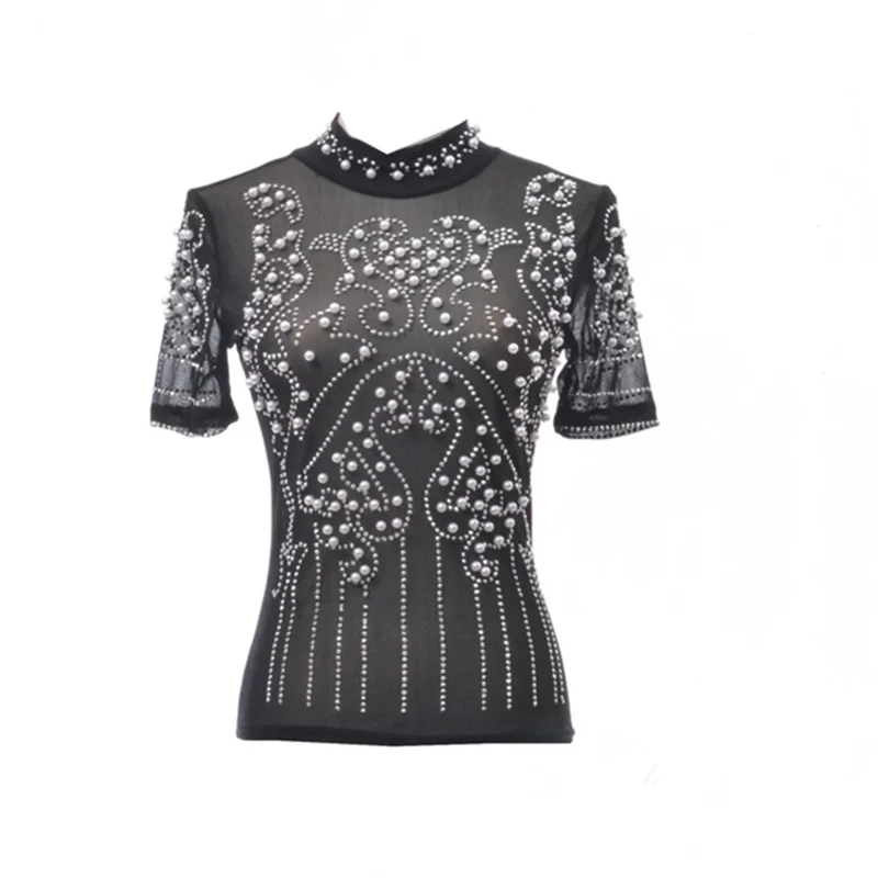 HIGH STREET Newest Fashion 2019 Designer Blouse Women's Short Sleeve Diamonds Strass Beading Blouse Top
HIGH STREET Newest Fashion 2019 Designer Blouse Women's Short Sleeve Diamonds Strass Beading Blouse Top