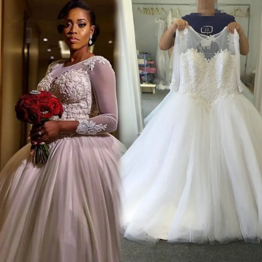 Hot Sale Long Sleeves A-Line Wedding Dresses Custom Made Lace Appliques Bridal Gowns 2019
Hot Sale Long Sleeves A-Line Wedding Dresses Custom Made Lace Appliques Bridal Gowns 2019
