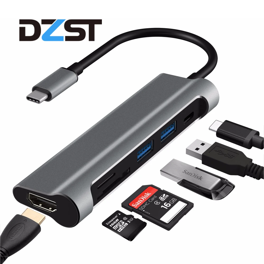 

DZLST USB HUB Type C to USB 3.0 HDMI Card Reader PD Charging for MacBook Samsung Galaxy S9/S8 Huawei P20 Pro Thunderbolt 3 Hub