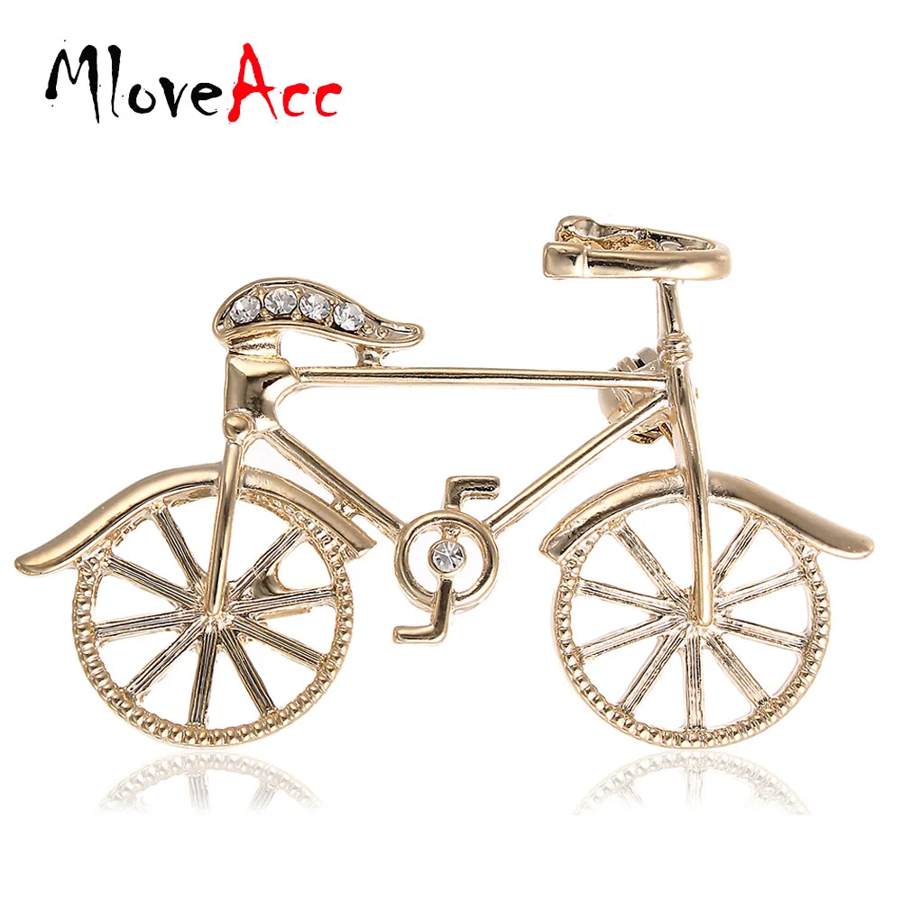 MloveAcc прохладный велосипед Броши Для женщин девочек золотой цвет маленький