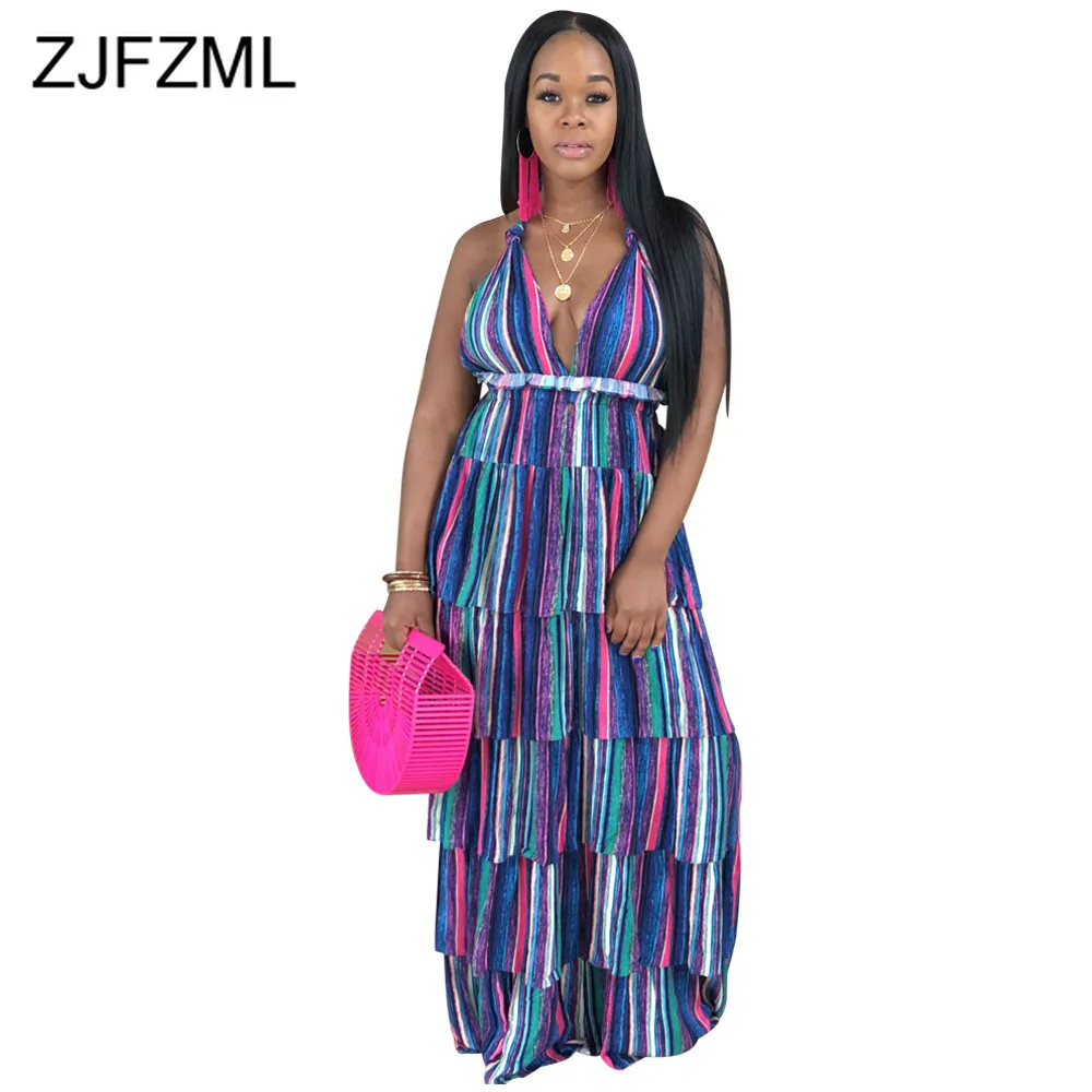Colorful Striped Sexy Bohemian Dress Women Off The Shoulder Backless Long Maxi Dress Summer Halter Sleeveless Beach Party Dress
Colorful Striped Sexy Bohemian Dress Women Off The Shoulder Backless Long Maxi Dress Summer Halter Sleeveless Beach Party Dress