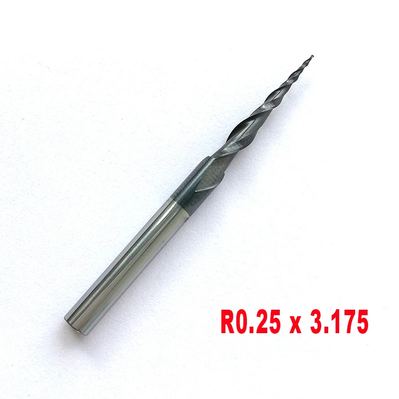 Конические конусные фрезы x3.175 (1/8 ") с хвостовиком 2 флейты твердосплавное