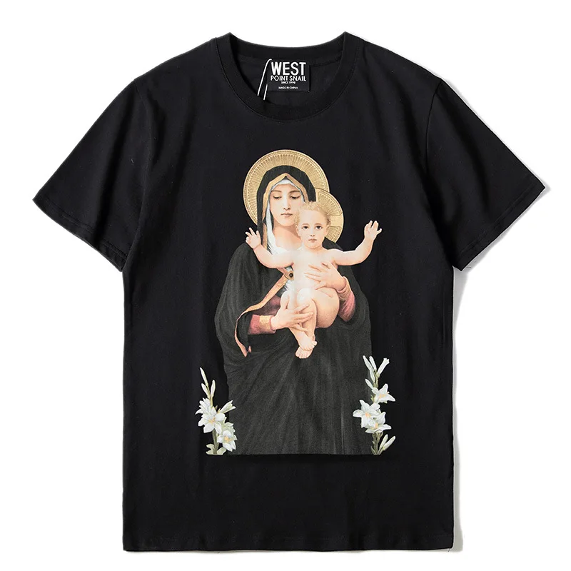 New High 19ss Men Fashion T Shirts Virgin Mary Boy Print T-Shirt Hip Hop Skateboard Street Cotton T-Shirts Tee Top #G77
New High 19ss Men Fashion T Shirts Virgin Mary Boy Print T-Shirt Hip Hop Skateboard Street Cotton T-Shirts Tee Top #G77