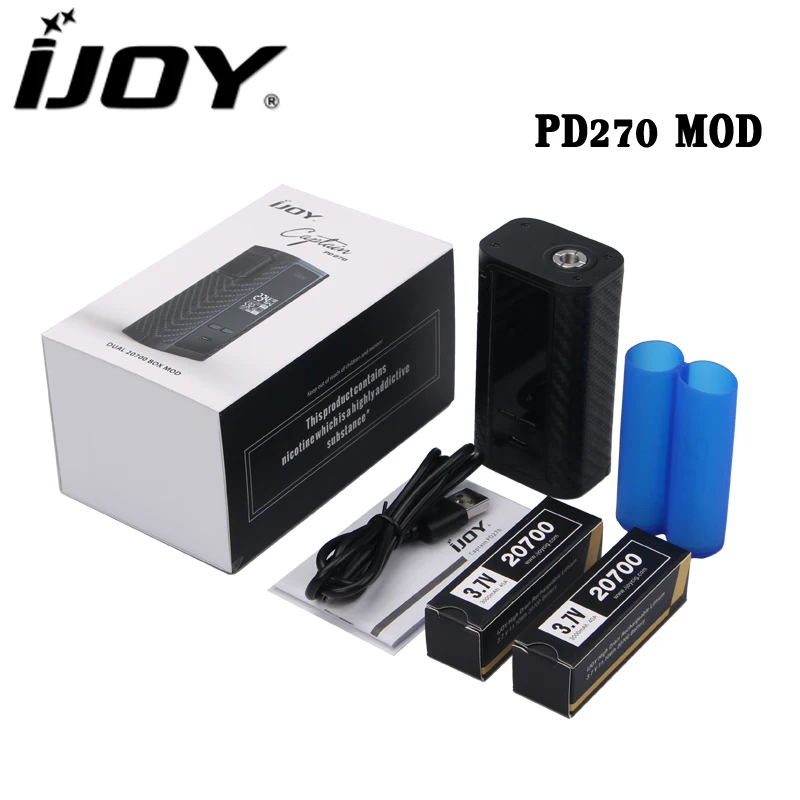 Original IJOY Captain PD270 Box MOD Vape 234W NI/TI/SS TC Electronic Cigarette Vaper Power by Dual 20700 or 18650 Battery
Original IJOY Captain PD270 Box MOD Vape 234W NI/TI/SS TC Electronic Cigarette Vaper Power by Dual 20700 or 18650 Battery