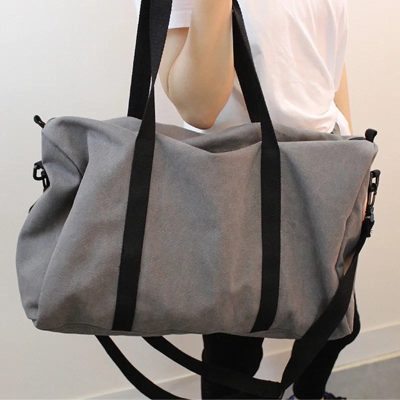 

Large-capacity Solid Color Canvas Women Short-distance Travel Bag Sleek Minimalist Fabric Men Hand Luggage Bag