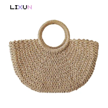 Fashion Design Handmade Cotton Linen Beach Bag Weaving Knitting Handbag Ladies Straw Bag Wrapped Moon Shaped Bags top-handle Bag
Fashion Design Handmade Cotton Linen Beach Bag Weaving Knitting Handbag Ladies Straw Bag Wrapped Moon Shaped Bags top-handle Bag
