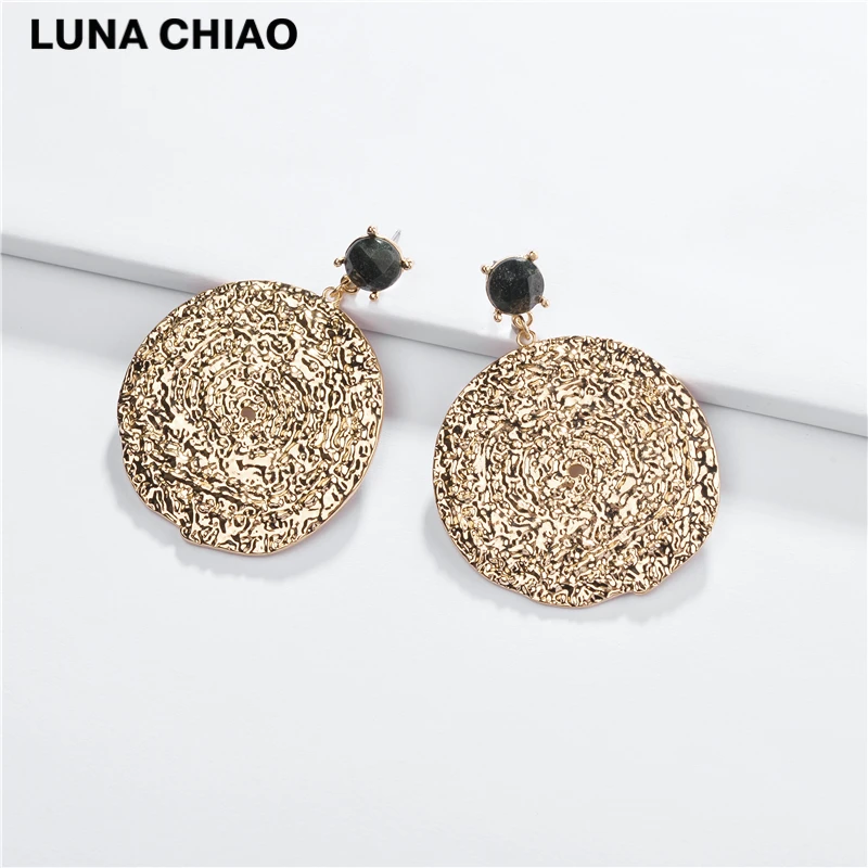 LUNA CHIAO Fashion Jewelry Big Metal Disc Statement Earring Natural Stone Drop Earrings
LUNA CHIAO Fashion Jewelry Big Metal Disc Statement Earring Natural Stone Drop Earrings