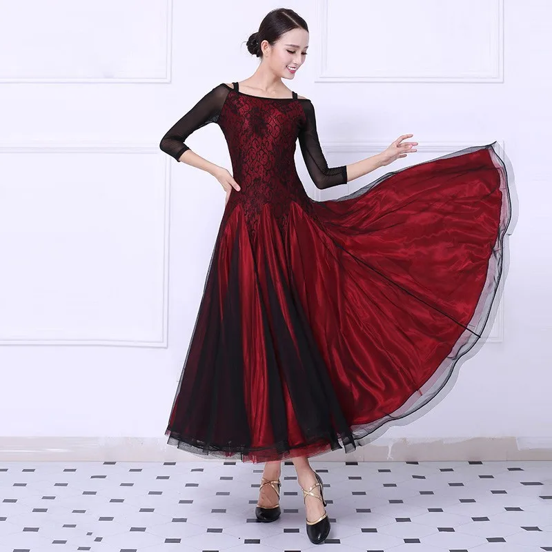 Standard Ballroom Dance Dress Women Tango Flamenco Waltz Dancing Skirt Lady's Middle Sleeve Red Ballroom Competition Dresses
Standard Ballroom Dance Dress Women Tango Flamenco Waltz Dancing Skirt Lady's Middle Sleeve Red Ballroom Competition Dresses