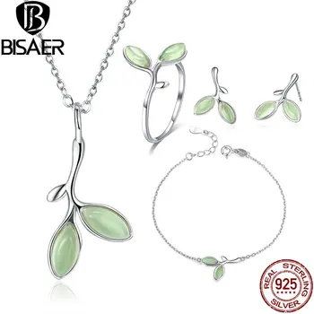 BISAER Jewelry Set 925 Sterling Silver Spring Tree Leaves Green Leaf Buds Jewelry Sets for Women Wedding Jewelry
BISAER Jewelry Set 925 Sterling Silver Spring Tree Leaves Green Leaf Buds Jewelry Sets for Women Wedding Jewelry