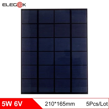 ELEGEEK 5pcs 5W 6V 210*165mm Polycrystalline Solar Cell Mini Solar Panel 830mAh Charging for Batterry Pack DIY PET Solar Panel
ELEGEEK 5pcs 5W 6V 210*165mm Polycrystalline Solar Cell Mini Solar Panel 830mAh Charging for Batterry Pack DIY PET Solar Panel