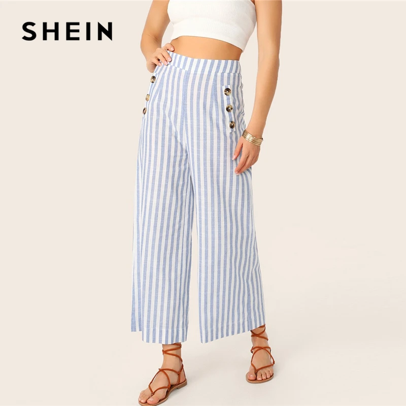 Baby Room Womens Casual Striped High Waist Wide Leg Long Pallazo Pants
