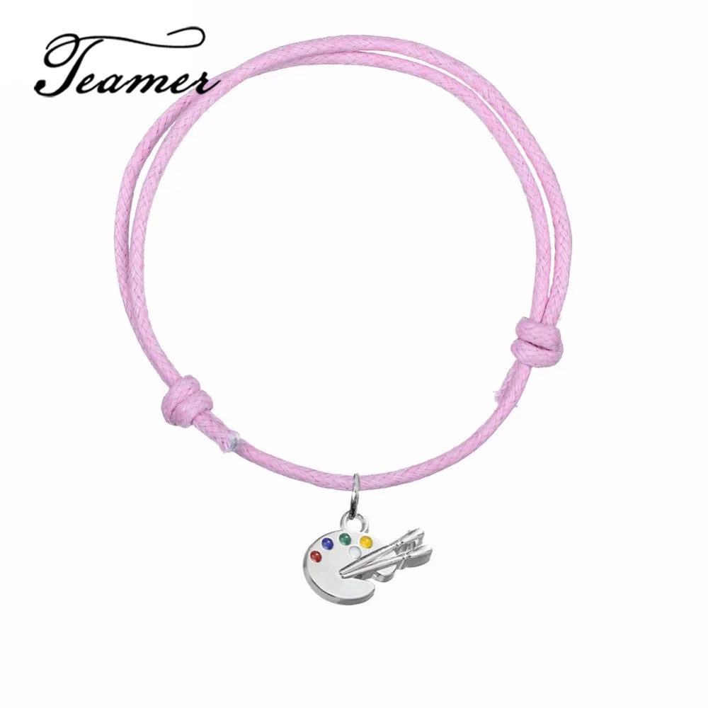 Teamer Adjustable Korea Wax Cord Bracelet Artist Palette Crystal Charm Wrist Jewelry Message Pendant Best Gift for Man 5pcs/lot
Teamer Adjustable Korea Wax Cord Bracelet Artist Palette Crystal Charm Wrist Jewelry Message Pendant Best Gift for Man 5pcs/lot