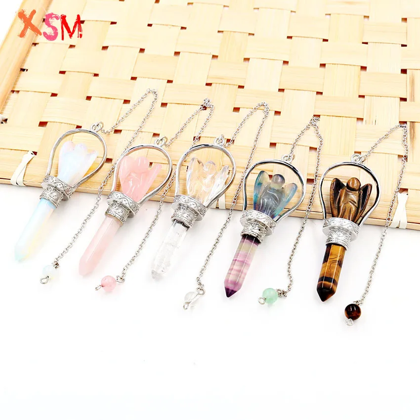 xinshangmie Unique Silver Plated Natural Amethysts Opal Rose Quartzs Angel Stone Scepter Pendant Rock Crystal Jewelry
xinshangmie Unique Silver Plated Natural Amethysts Opal Rose Quartzs Angel Stone Scepter Pendant Rock Crystal Jewelry