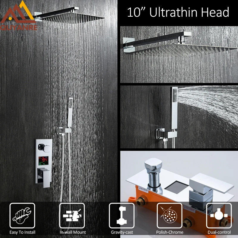 Quyanre 10'' Ultrathin Rainfall Shower Head Digital Bathroom Shower Faucet Wall Mounted Digital Screen Mixer Tap Bath Shower
Quyanre 10'' Ultrathin Rainfall Shower Head Digital Bathroom Shower Faucet Wall Mounted Digital Screen Mixer Tap Bath Shower