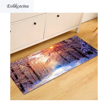 

Free Shipping Sunset Snow Forest Tapis Salon Absorbent Bath Mats Area Rug for Living Room Bedroom Floor Carpet Tapete Infantil