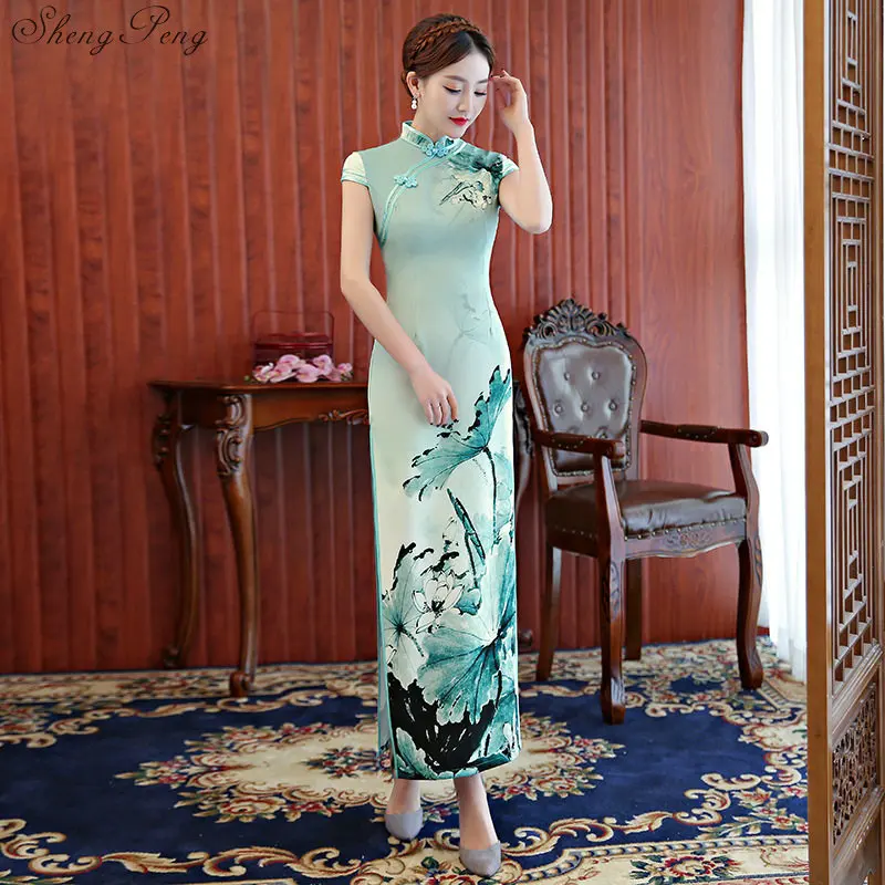 2019 New Sexy Bride Wedding Dress Summer New Women Satin Long Qipao Print Flower Chinese Cheongsam V1520
2019 New Sexy Bride Wedding Dress Summer New Women Satin Long Qipao Print Flower Chinese Cheongsam V1520