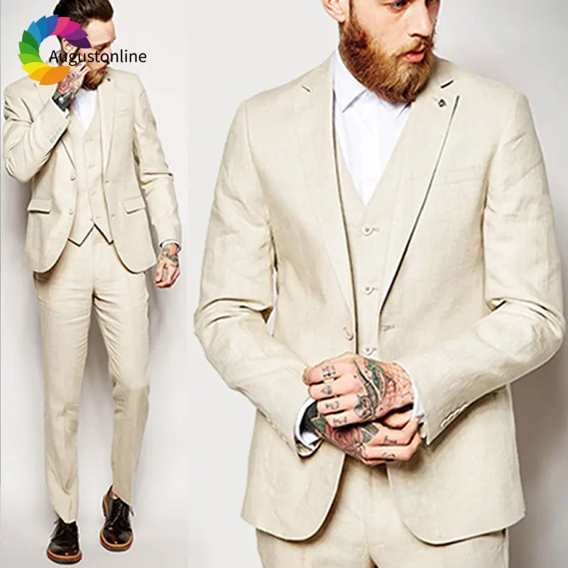 Beige Linen Men Suits for Wedding Beach Slim Fit Groom Tuxedos Custom Made Best Man Blazers Prom Wear 3Peice Jacket Pants Vest
Beige Linen Men Suits for Wedding Beach Slim Fit Groom Tuxedos Custom Made Best Man Blazers Prom Wear 3Peice Jacket Pants Vest