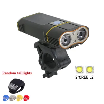 LED Bicycle light 6000LM 2 x L2 LED Bicycle light with rechargeable battery USB flashlight Cycling headlight + handlebar bracke
LED Bicycle light 6000LM 2 x L2 LED Bicycle light with rechargeable battery USB flashlight Cycling headlight + handlebar bracke