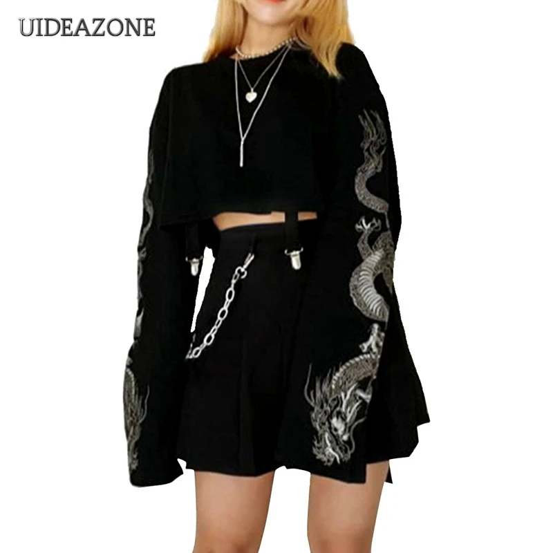 UIDEAZONE Halloween Gothic Printed Women 2Pcs Set Dragon Print O-Neck Top and Mini Pleated Skirt above Knee Goth Two Piece Set
UIDEAZONE Halloween Gothic Printed Women 2Pcs Set Dragon Print O-Neck Top and Mini Pleated Skirt above Knee Goth Two Piece Set