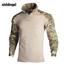 Militar do exército camiseta masculina manga longa camuflagem tático camisa caça combate multicam camo manga longa t camisa()